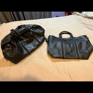 Coach 2 pc Men's Leather Duffle Duffel & Tote Black Luggage CarryOn